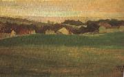 Egon Schiele Meadow with Village in Background II (mk12) oil on canvas